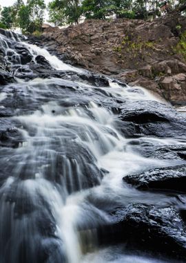 Waterfall With Rock