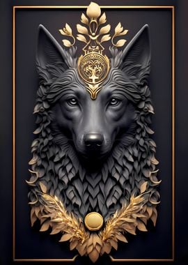 King Wolf Golden Art Deco