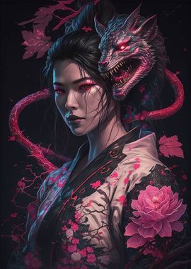 Geisha Dragon Neon