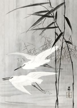 Ukiyo e Two egrets