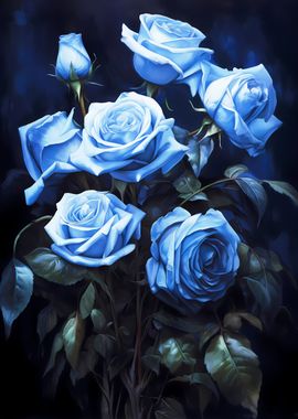 Blue Roses Flower Bouquet