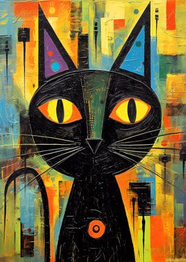 Black Cat Painting