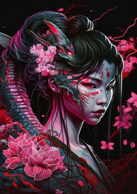 Geisha Dragon Neon