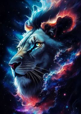 Majestic Nebula Lion Face