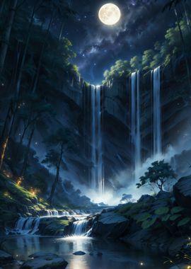 Waterfall In The Night