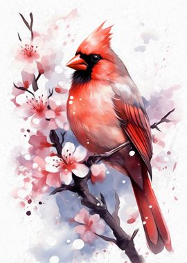 Cardinal Bird Watercolor