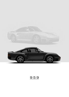 1987 Porsche 959 Black' Poster, picture, metal print, paint by 21