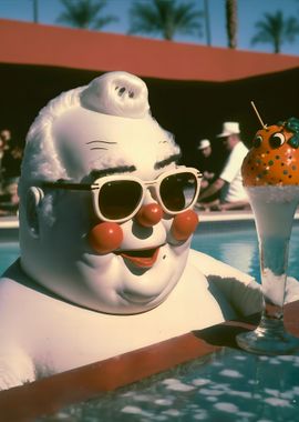 Snowman by the pool