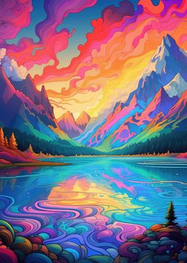 colorful fantasy mountains