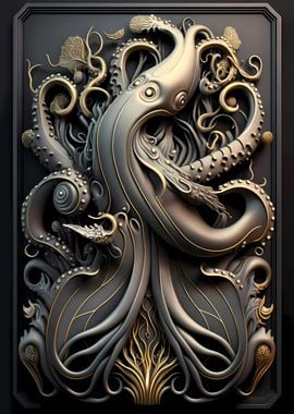 Octopus Golden Art Deco