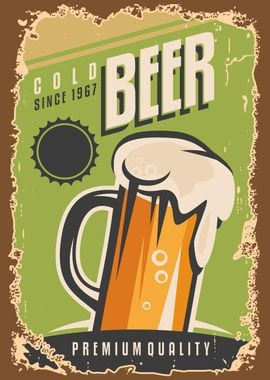 cold beer mug wall sign