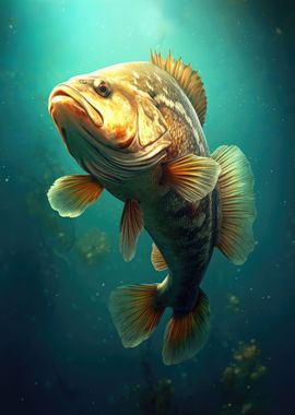 Largemouth Bass Fishing' Poster, picture, metal print, paint by mcmtdesigns