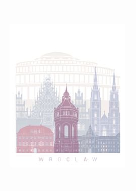 Wroclaw skyline pastel 