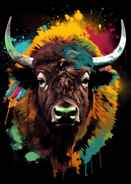 Bison Colorful Buffalo