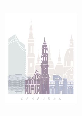 Zaragoza skyline poster 