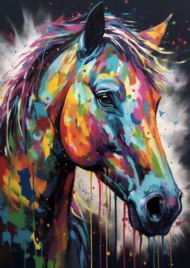 Colorful Horse With Drips