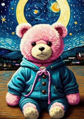 cute pink bear art