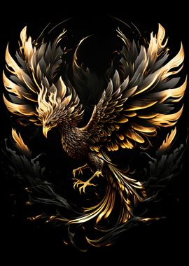 Black gold phoenix