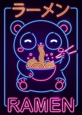 Ramen Panda Bear Neon Sign