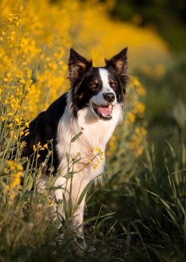 Border collie in meadow