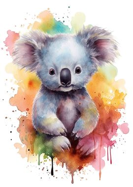 Cute Watercolor Baby Koala