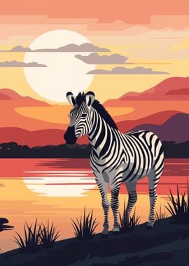 Zebra Animal by Sunset