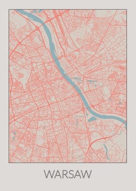 Warsaw Vintage Retro Map