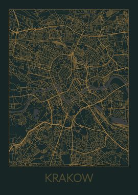 Krakow Gray Orange Map