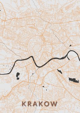 Krakow Cracow City Map