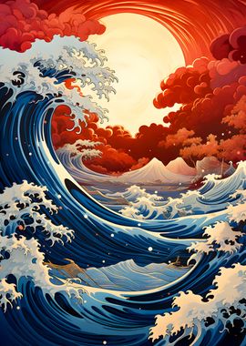 Moon over Great Wave