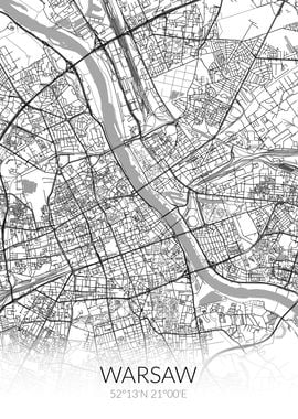 Warsaw City Map White