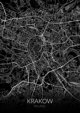 Krakow Map Black