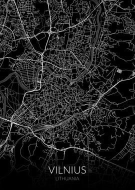 Vilnius Map Black