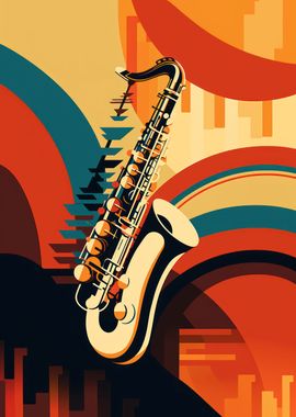 Retro Art Deco Saxophone