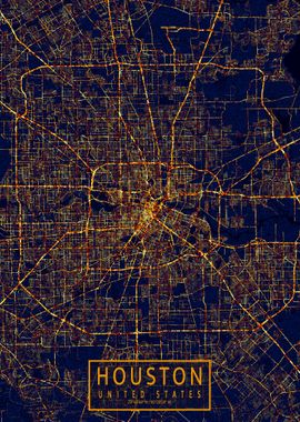 Houston Map City At Night