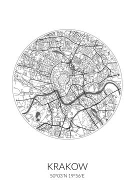 Krakow Circle Map White