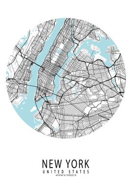 New York City Map Circle