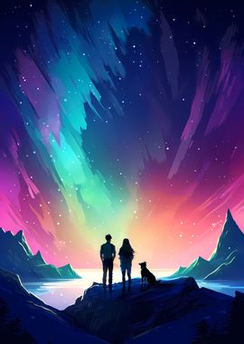 Aurora Galaxy Night Couple