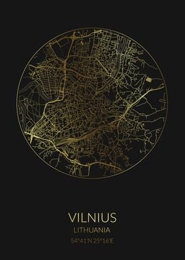 Vilnius Black Gold Map