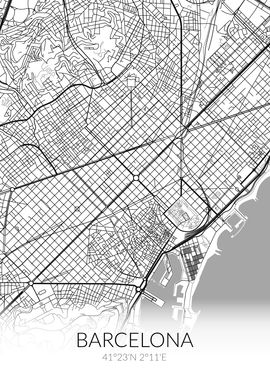 Barcelona City Map White