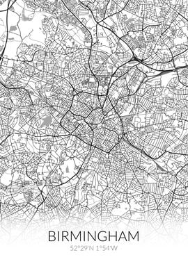 Birmingham City Map White