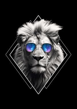 Black White Galaxy Lion