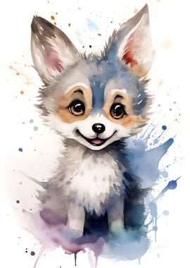 Cute Watercolor Wolf