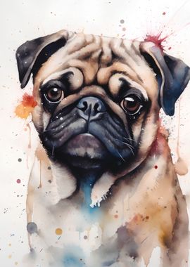 Pug Splash Painting