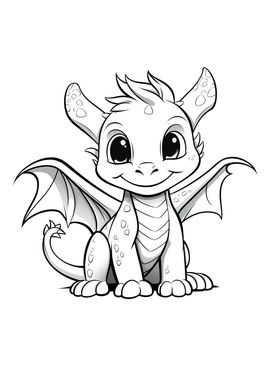 cute dragon black white 