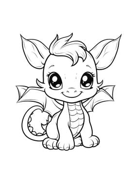 cute dragon black white 