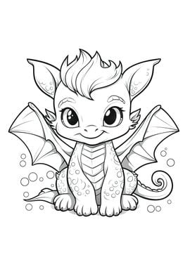 cute dragon black white 