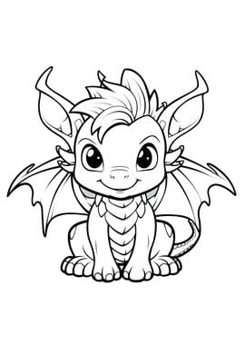 cute dragon black white 