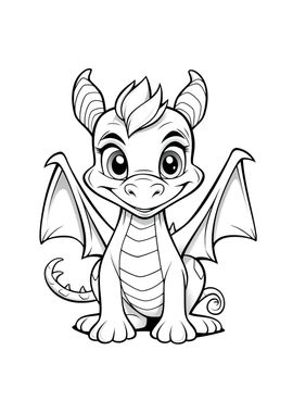 cute dragon black white 