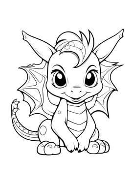 cute dragon black white 